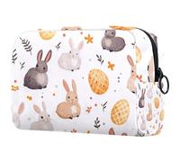Little Rabbits Trousse à maquillage pour femme Motif œufs de Pâques Grande trousse de toilette de voyage avec fermeture éclair, multicolore, 18.5x7.5x13cm/7.3x3x5.1in, Trousse de toilette