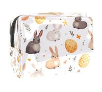 Little Rabbits Trousse de maquillage pour femme en PVC avec fermeture éclair Motif œufs de Pâques, multicolore, 18.5x7.5x13cm/7.3x3x5.1in, Trousse de toilette