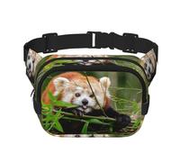 Little Red Panda Sac banane carré double couche Sac de poitrine Sac à bandoulière Sac à bandoulière Sac banane pour course à pied voyage randonnée, Noir , Taille unique