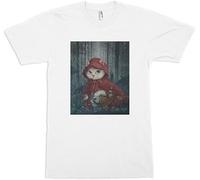 Little Red Riding Hood Cat Original Art T-Shirt Manches Courtes(XX-Large)