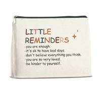 Little Reminders You are Enough Trousse de maquillage avec fermeture éclair Cadeau inspirant pour la santé mentale des femmes, coloré