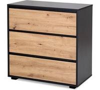 Little Sky by Klups DALIA Commode en bois avec 3 tiroirs style urbain Anthracite/Chêne G