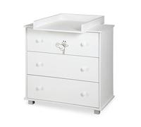 Little Sky Commode à Motif Girafe avec Plan De Change - Blanc - L 86 X H 85 X P 48 Cm