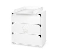 Little Sky Commode Nel Cloud à 3 Tiroirs + Plan De Change - Blanc avec Motif Nuage - L 80 X H 83 X P 45 Cm