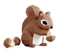Little Squirrel Eats Nuts Paper Model Cute Animal Origami Papercraft Desk Decoration 3D DIY Puzzles Kids Educational Toys