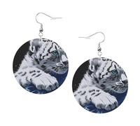 Little Tiger In Space Boucles d'oreilles rondes en cuir avec pendentif élégant et léger pour femmes et filles, taille unique, cuir, sans pierre précieuse