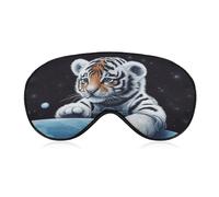 Little Tiger in Space Masque de sommeil pour les yeux pour le sommeil et le sommeil pour homme et femme - Masque de sommeil réglable - Masque de sommeil occultant mignon