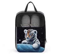 Little Tiger in Space Sac à chaussures de voyage étanche avec fermeture éclair et poignée Sac à chaussures Pochette à chaussures de golf Sac à crampons de football Style Taille unique, Style :, Taille
