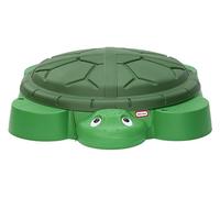 little tikes Turtle Sandbox - Bac à Sable Vert avec 4 Sièges Moulés, Fentes pour Parasol et Couvercle Amovible, pour Garçons et Filles de 1 à 6 Ans