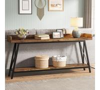 LITTLE TREE 180 cm Table console extra longue, table basse industrielle rustique pour salon, entrée étroite couloir longue table de bar, marron