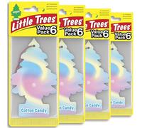 Little Tree Désodorisant pour voiture - Arbre à suspendre pour une longue durée de parfum pour voiture ou maison - Coton bonbon 24 pièces, (4) lot de 6