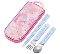 Little Twin Stars Ensemble d'ustensiles - Comprend une fourchette, une cuillère, des baguettes et un étui de transport - Design japonais authentique - Durable, passe au lave-vaisselle - Parc