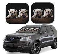 Little White Bulldog - Lot de 2 pare-soleil pliables pour pare-brise de voiture pour la plupart des voitures, accessoires d'intérieur de véhicule universels - Bloque la protection du pare-soleil