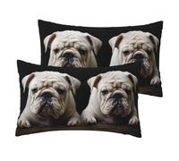 Little White Bulldog Lot de 2 taies d'oreiller en lin avec fermeture éclair pour grand lit, 30,5 x 50,8 cm, sans plis, pour toutes les saisons