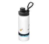 Little White Duck On The Ship Bouteille d'eau isotherme en vrac en acier inoxydable avec couvercle pour adultes Idéal pour un usage quotidien et les activités de plein air 532 ml
