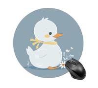 Little White Duck Tapis de souris rond à glissement lisse Tapis de souris de jeu extra densité portable confortable pour bureau, maison, bureau, 20 x 20 cm