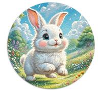 Little White Lapin 1000 Pièces Puzzle Circulaire Classiques Animaux Puzzles Jeu D'Intelligence Cadeau Unique pour Adultes Et Enfants 1000pcs (67.5x67.5cm)
