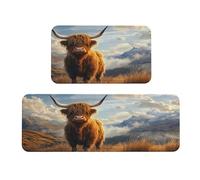 Little Yaks On The Grassland Peaks Lot de 2 tapis de cuisine rembourrés confortables pour décoration d'intérieur, évier, tapis de cuisine antidérapants et lavables - Lavande 43,2 x 119,2 cm + 43,2 x