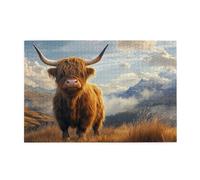 Little Yaks On The Grassland Peaks Puzzle de 1000 pièces en bois pour adultes Cadeaux Décoration d'intérieur