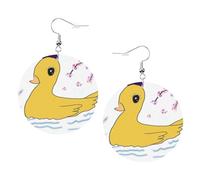 Little Yellow Duck Prints Boucles d'oreilles rondes en cuir avec pendentif élégant et léger pour femmes et filles, taille unique, cuir, sans pierre précieuse