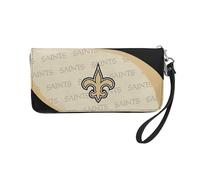 Littlearth Curve Zip Organizer Wallet NFL New Orleans Saints Portefeuille à Fermeture éclair Femmes, Couleur de l'équipe, 4” H x 8" W x 1” D