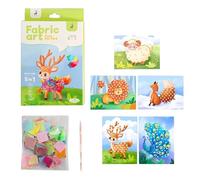 Littleboyny 5 Poke-in Artisanat et Art Kit pour Enfants Thème Animal Thème No-Mess Tissu Couture Art Filles Garçons 4-12 Puzzle Point Peinture DIY Jungle Animal Jouet Cadeaux pour Activités Créatives