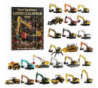LITTLECANDLE Calendrier de l'Avent 2025 avec 24 machines moulées sous pression, décorations de petite machine, calendrier de l'Avent 2025, des pelleteuses et bulldozers aux camions à benne et grues