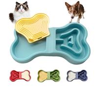 LittleEdenOutpost Bone Gamelle d'alimentation lente pour chiens et chats - Tapis à lécher et gamelle d'eau 2 en 1 avec 6 coussinets antidérapants, gamelle en polypropylène et silicone de qualité