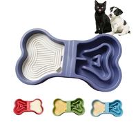 LittleEdenOutpost Bone Gamelle d'alimentation lente pour chiens et chats - Tapis à lécher et gamelle d'eau 2 en 1 avec 6 coussinets antidérapants, gamelle en polypropylène et silicone de qualité