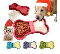 LittleEdenOutpost Bone Gamelle d'alimentation lente pour chiens et chats - Tapis à lécher et gamelle d'eau 2 en 1 avec 6 coussinets antidérapants, gamelle en polypropylène et silicone de qualité