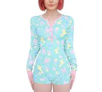 LittleForBig Baby Parade - Short Soyeux à Manches Longues avec Ventouse pour Le Pouce - Pyjama Mignon pour Femme XS