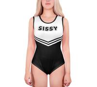 LittleForBig Bodysuit Strampler Onesie Pyjama - Pyjama Sissy Cheer Onesie Strampler, Noir , 4XL