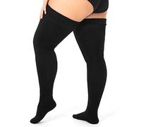 LittleForBig Chaussettes de Cuisse de Taille Supérieure Chaussettes Tricotés Câblés - Noir