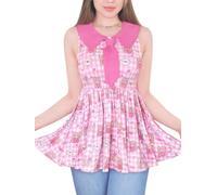 LittleForBig Chemisier Kawaii sans manches à col marin pour femme - Babydoll péplum - Beary Cute, rose, 3XL