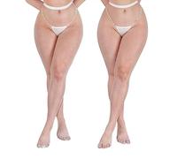 LittleForBig Collants Taille Haute en Résille Night-Glow 2 Paires de Bas Blancs en Maille - Petits Motifs à Grille