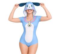 LittleForBig Combinaison-Pyjama Soyeuse, Body à Capuche avec Oreilles Tombantes - Little Furry Baby Bleu Onesie M