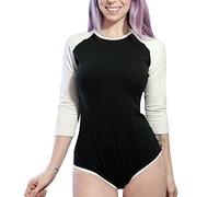 LittleForBig Coton Body Onesie Pyjamas Bodysuit-Manches Raglan de baseball Noir L