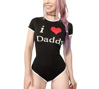 LittleForBig Coton Body Onesie Pyjamas Bodysuit-Motif de I Love Daddy Noir M
