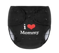 LittleForBig Couvre-Couches En Tissu Pour Adultes Lavable Réglable Réutilisable Imperméable Taille Unique - I Love Mommy Noir