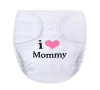 LittleForBig Couvre-Couches En Tissu Pour Adultes Lavable Réglable Réutilisable Imperméable Taille Unique - I Love Mommy Blanc