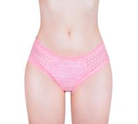 LittleForBig Culotte hipster unisexe en dentelle slip avec nœud coquin, culotte/slip en mesh gainant avec gaff pour crossdresser, transgenre, Rose, L