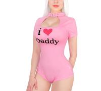 LittleForBig Ensemble de Grenouillère en Coton avec Bodysuit - Motif I Love Daddy, Rose - 1, L
