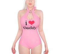 LittleForBig Ensemble de Grenouillère en Coton avec Bodysuit - Motif I Love Daddy, rose-2, XL
