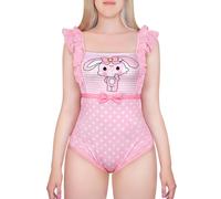LittleForBig Grenouillère à rayures volantées soyeuses - Usagi Camisole Romper Onesie, rose, XXL
