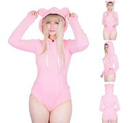 LittleForBig Grenouillère en coton à capuche confortable - Grenouillère avec ours, rose, S