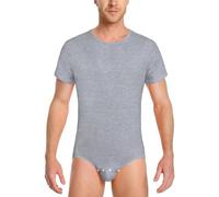 LittleForBig Grenouillère en coton pour homme - Body - Coupe décontractée - Grenouillère basique, gris foncé, 4XL