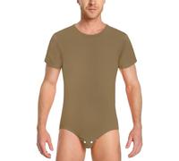 LittleForBig Grenouillère en coton pour homme - Body - Coupe décontractée - Grenouillère basique, marron, L