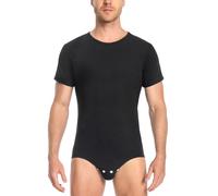 LittleForBig Grenouillère en coton pour homme - Pyjama - Coupe décontractée - Grenouillère basique, Noir , XXXL