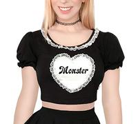 LittleForBig Kawaii Croque-Top Bouffante Manche Scoop Col Blouse - Petit Monstre M