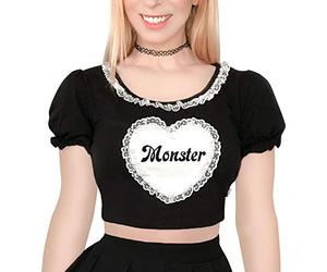 LittleForBig Kawaii Croque-Top Bouffante Manche Scoop Col Blouse - Petit Monstre XL